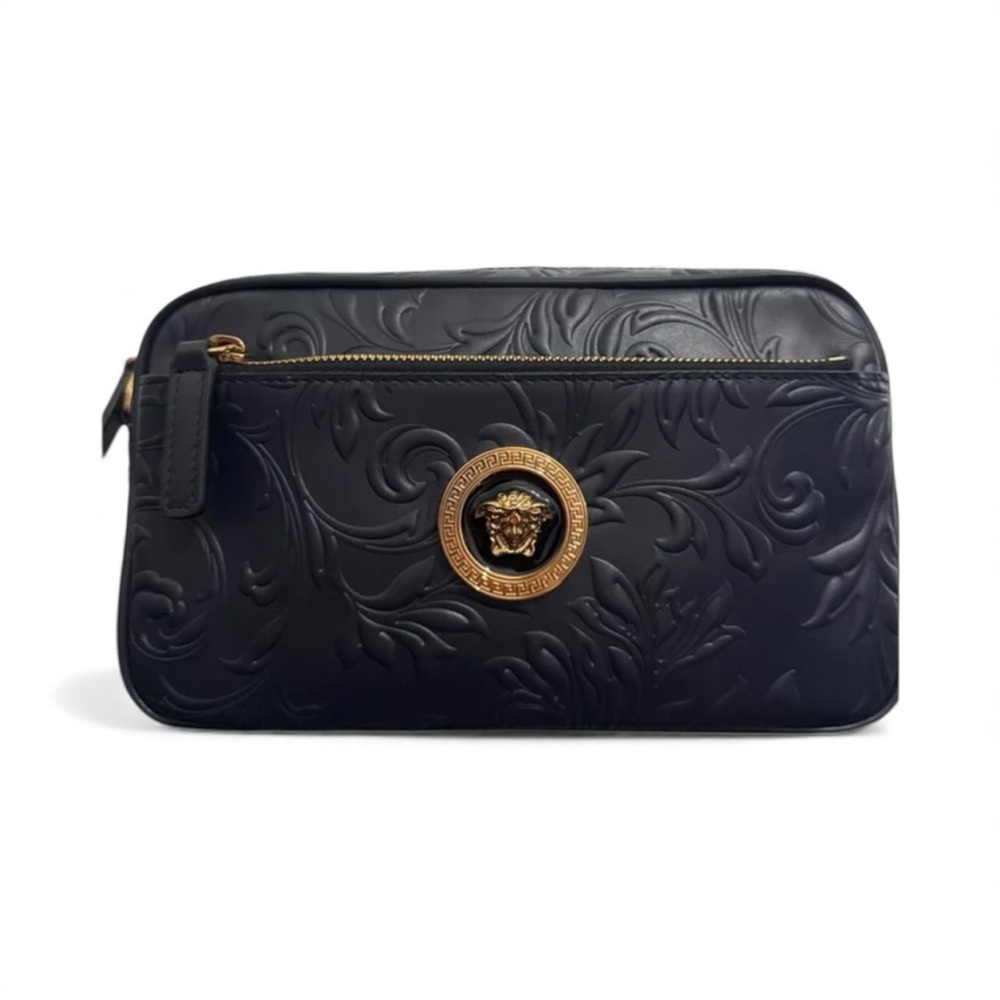 NWT! Versace Black Embossed 3 Way Bag w/ RFID - Picture 4 of 9
